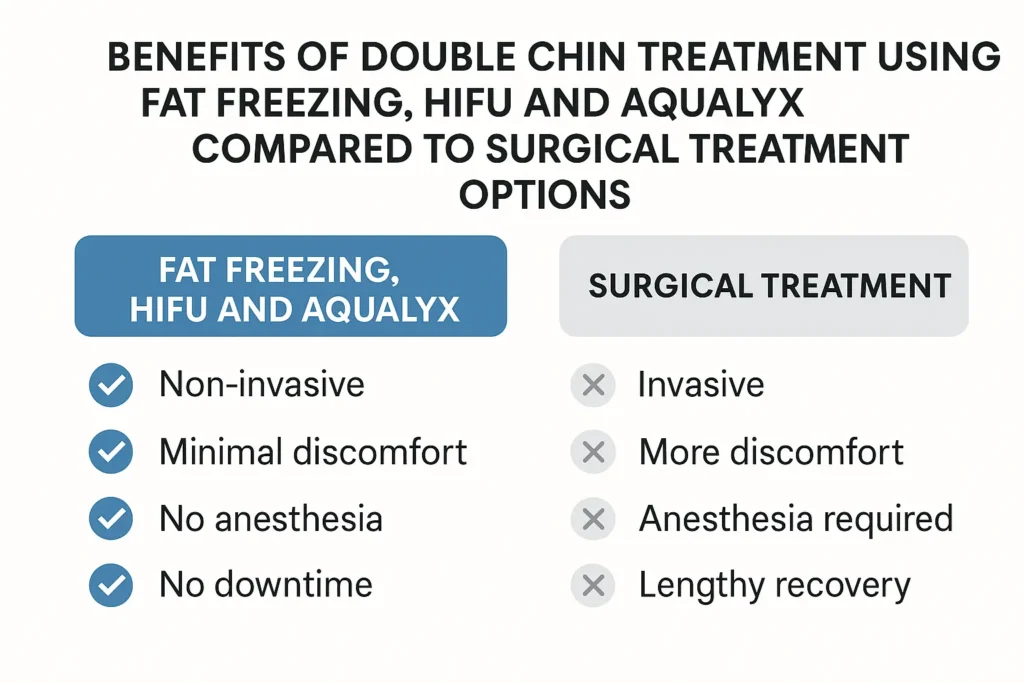 Graphic about the benefits of double chin treatment Hereford - from LA LIPO