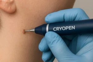 Person receiving skin tag removal Hereford